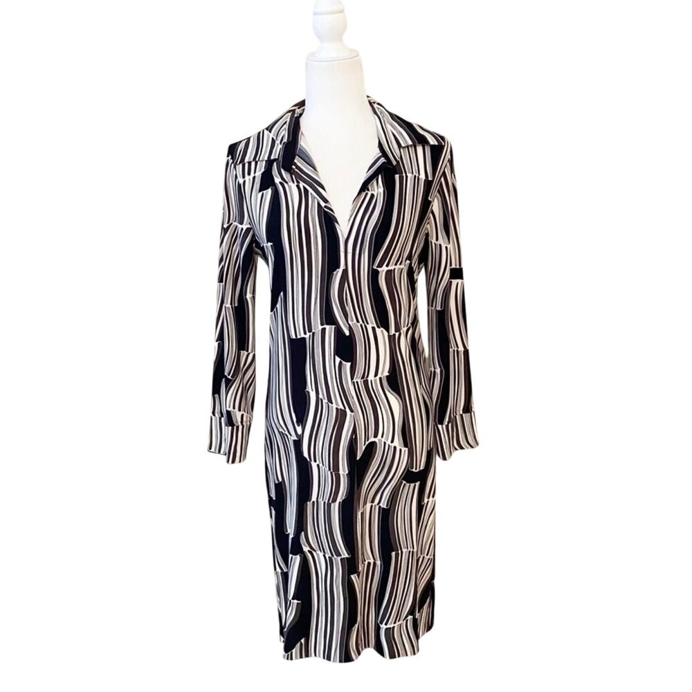 KamaliKulture Kamali Kulture black white abstract artsy unique sheath dress L